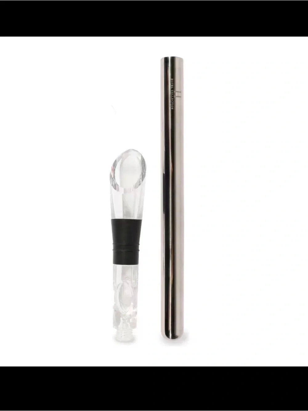 Hotel Collection Black and Clear Wine Aerator and Chiller with Cylindrical Case